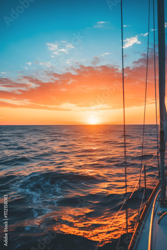 the yacht sails into the sunset Generative AI