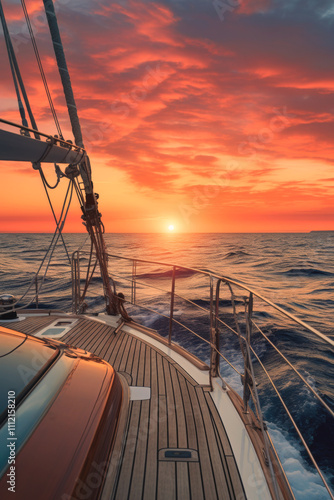 the yacht sails into the sunset Generative AI
