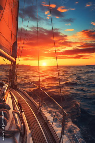 the yacht sails into the sunset Generative AI