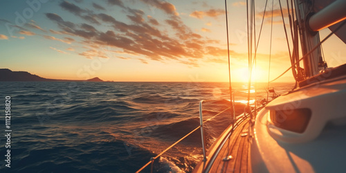 the yacht sails into the sunset Generative AI