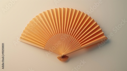 Isolated hand fan with detailed textures on a clean white background. photo