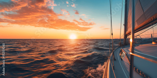 the yacht sails into the sunset Generative AI