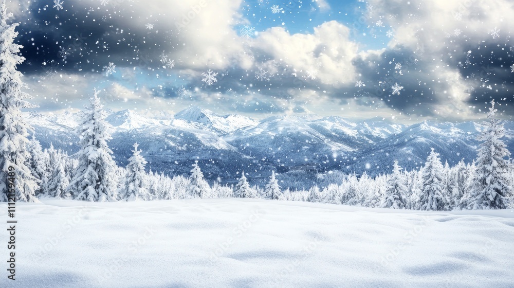 Majestic Snowstorm Over Mountain Range - Photorealistic Winter Landscape with Swirling Snowflakes and Dark Clouds - Ultra-Detailed Illustration Majestic Snowstorm Over Mountain Range - Photorealistic Winter Landscape with Swirling Snowflakes and Dark Clouds - Ultra-Detailed Illustration