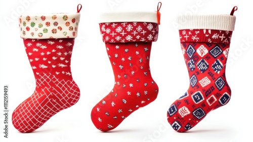 Wallpaper Mural Christmas red stocking sock with festive patterns isolated on white background Torontodigital.ca