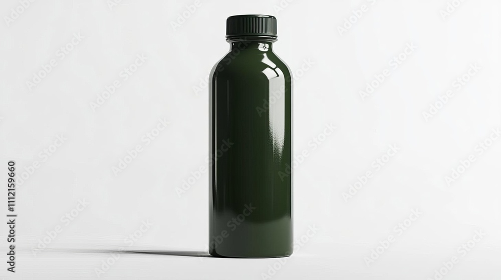 Green Reusable Water Bottle on Neutral Background Green Reusable Water Bottle on Neutral Background