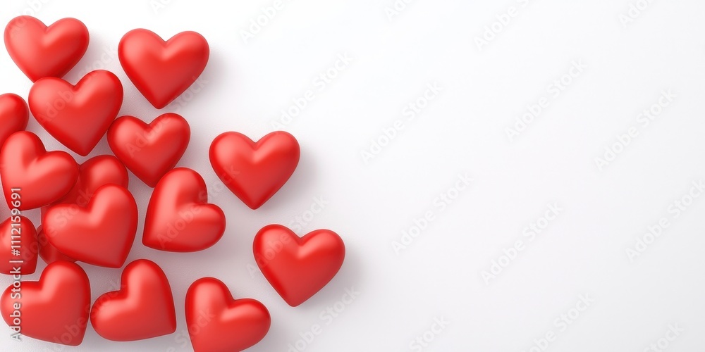 Red Hearts on a White Background for Valentine's Day Celebrations and Romantic Occasions with a Loving Theme of Connection and Affection Red Hearts on a White Background for Valentine's Day Celebrations and Romantic Occasions with a Loving Theme of Connection and Affection