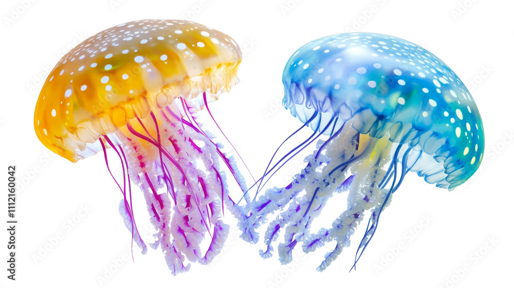 Fototapeta premium Vibrant jellyfish transparent background