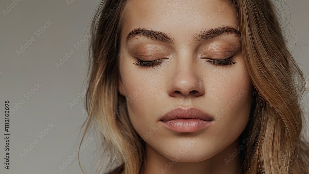 Naklejka premium close up portrait of a woman squinting_eyes_closed