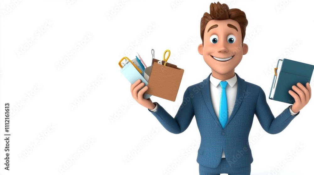 Businessman Holding Briefcase and Documents in Office Workspace Businessman Holding Briefcase and Documents in Office Workspace
