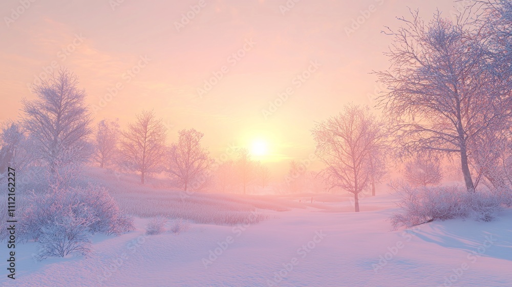 Serene Winter Morning: Cold Sunlight on Frosty Fields Serene Winter Morning: Cold Sunlight on Frosty Fields