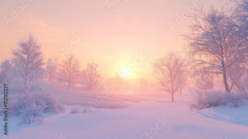 Wallpaper Mural Serene Winter Morning: Cold Sunlight on Frosty Fields Torontodigital.ca