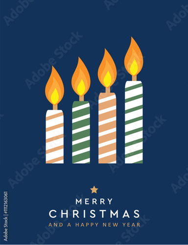 minimalistic christmas greeting card with candles vector illustration