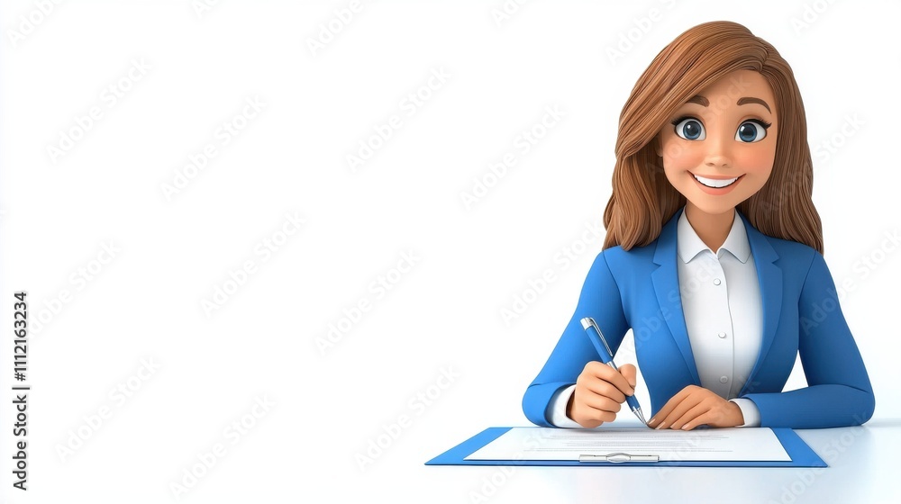 Focused Professional Businesswoman Working Diligently at Desk with Documents and Paperwork Focused Professional Businesswoman Working Diligently at Desk with Documents and Paperwork