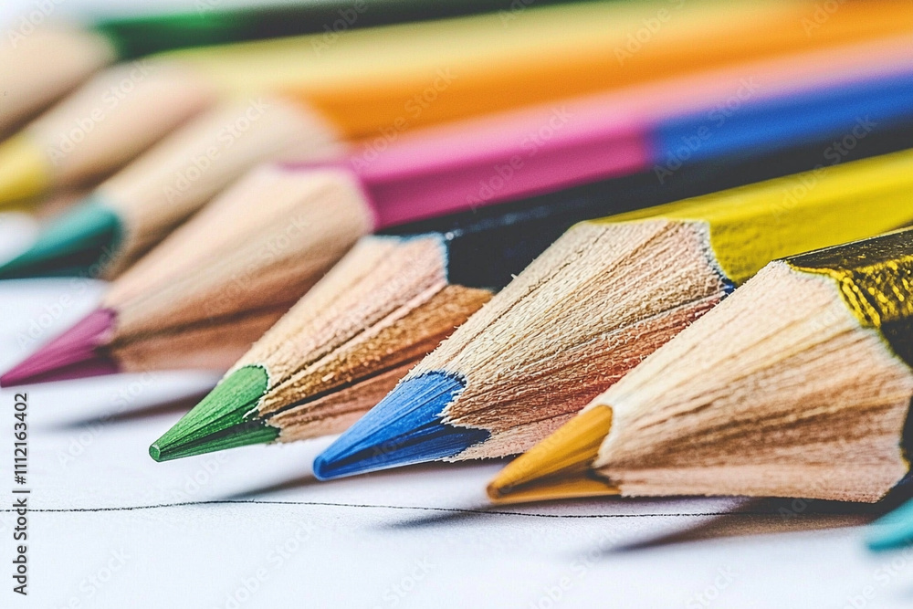 Obraz premium Colorful pencils arranged neatly for creative activities