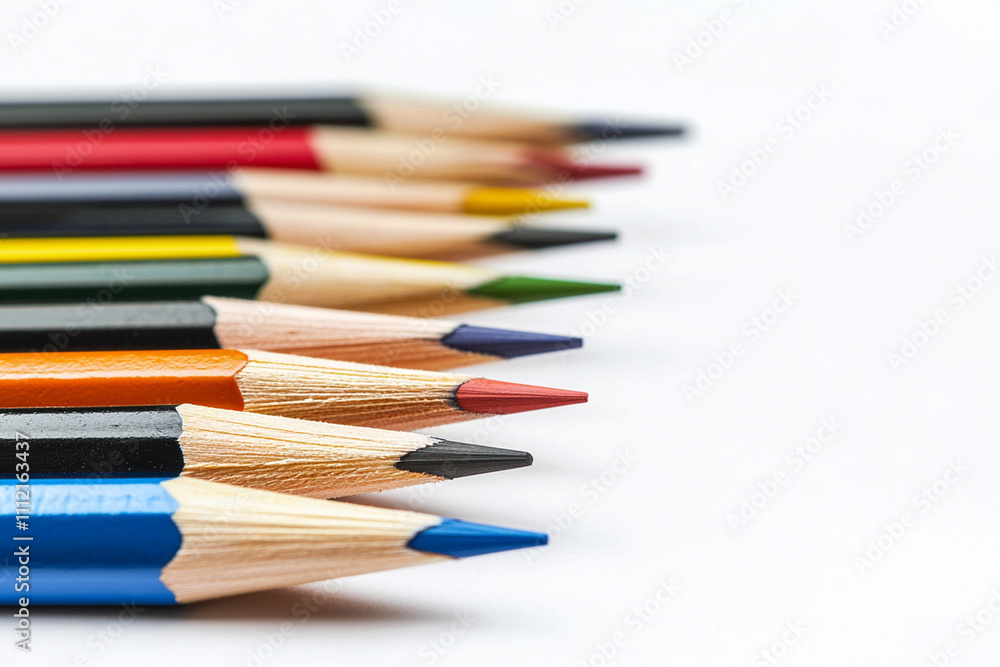 Colorful arrangement of pencils on a plain background Colorful arrangement of pencils on a plain background