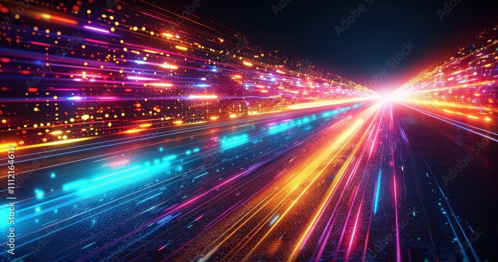 A color line road of light with a lot of sparkles A color line road of light with a lot of sparkles