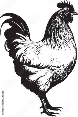 Hen chicken rooster silhouette vector isolated on a white background