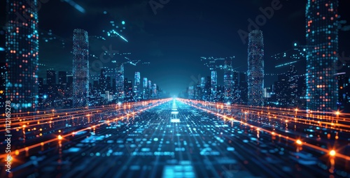 Wallpaper Mural A cityscape with a lot of lights and a lot of buildings Torontodigital.ca