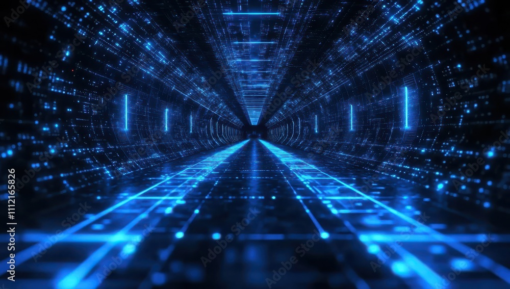 Fototapeta premium A long blue and orange line of dots