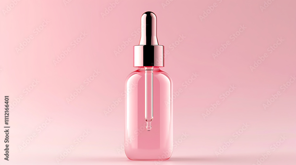 Pink dropper bottle product packaging for beauty and skin care. Applicable for advertising Pink dropper bottle product packaging for beauty and skin care. Applicable for advertising