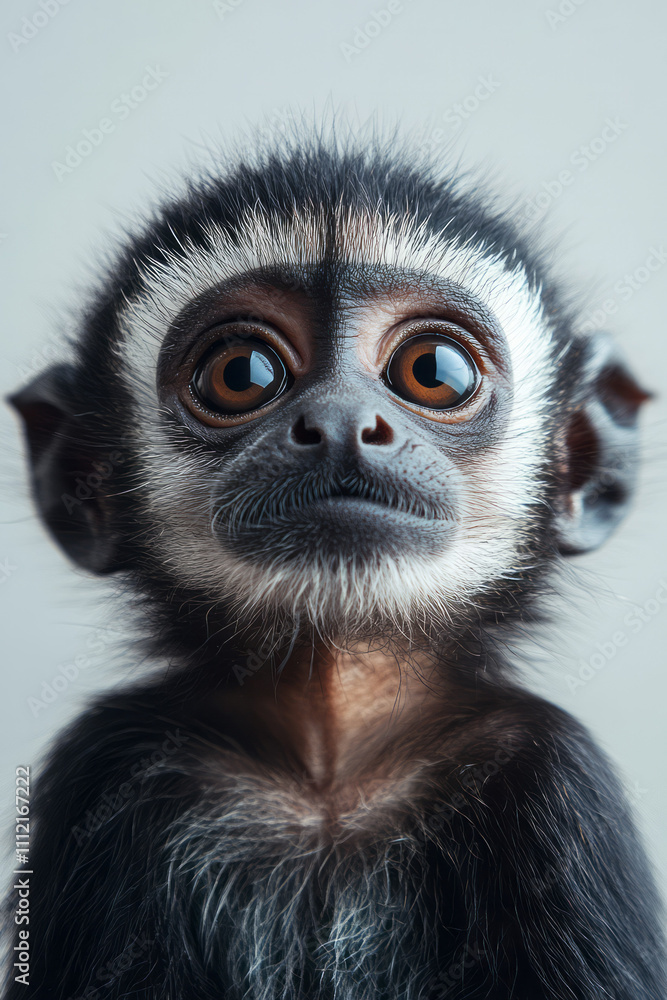 A monkey perched on a person’s shoulder, its expressive face and playful demeanor captured against a stark white background, A monkey perched on a person’s shoulder, its expressive face and playful demeanor captured against a stark white background,