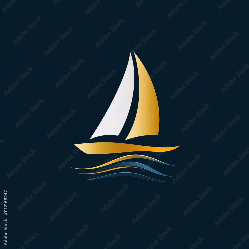 A sailboat logo in a minimalism aquatic style, with simple triangular sails and gentle wave lines, symbolizing adventure and tranquility, Photorealistic A sailboat logo in a minimalism aquatic style, with simple triangular sails and gentle wave lines, symbolizing adventure and tranquility, Photorealistic