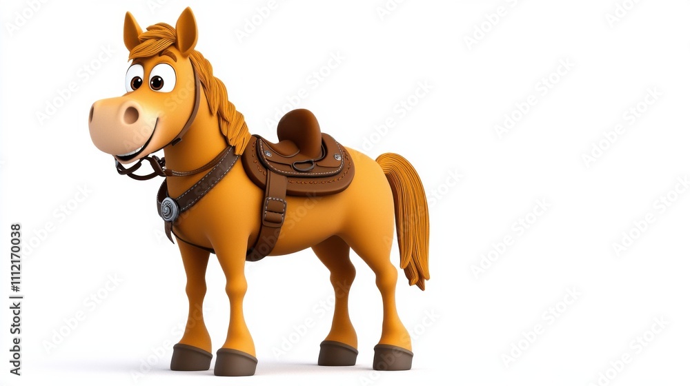 Cheerful Cartoon Horse Character In Playful Pose Ready for Adventure Cheerful Cartoon Horse Character In Playful Pose Ready for Adventure