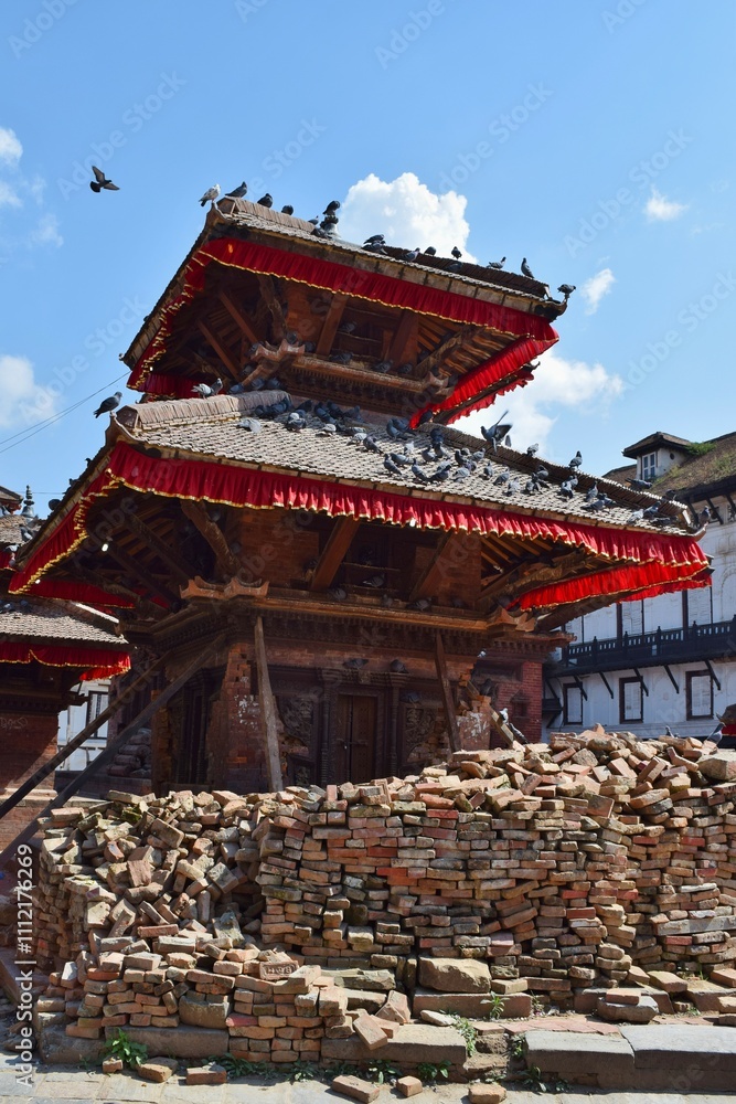 Temple in Kathmandu, 6 months after the earthquake in April 2015 Temple in Kathmandu, 6 months after the earthquake in April 2015