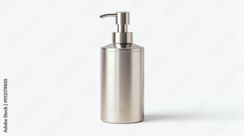 A sleek silver pump bottle designed for dispensing liquid products, perfect for hand soap or lotion, adding a modern touch to any bathroom or kitchen. A sleek silver pump bottle designed for dispensing liquid products, perfect for hand soap or lotion, adding a modern touch to any bathroom or kitchen.