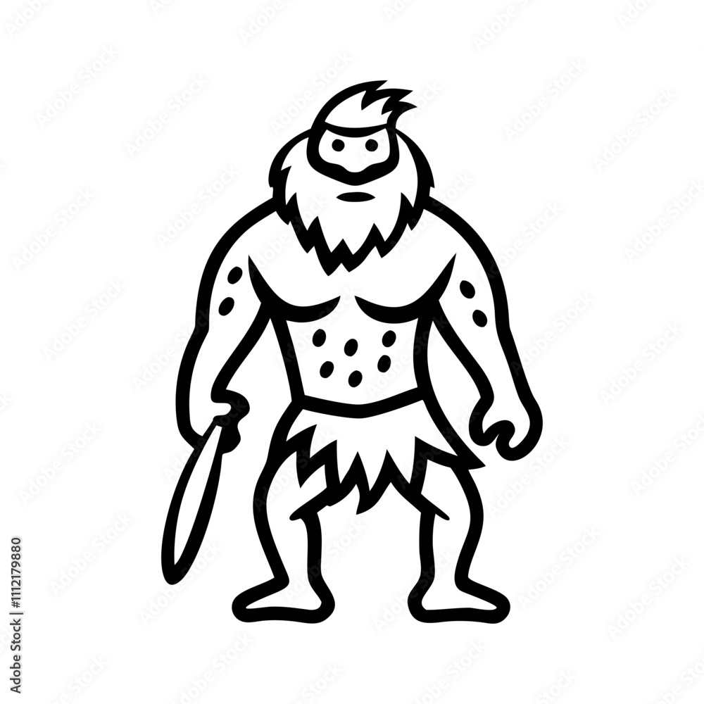 Caveman with a club doodle vector illustration Caveman with a club doodle vector illustration
