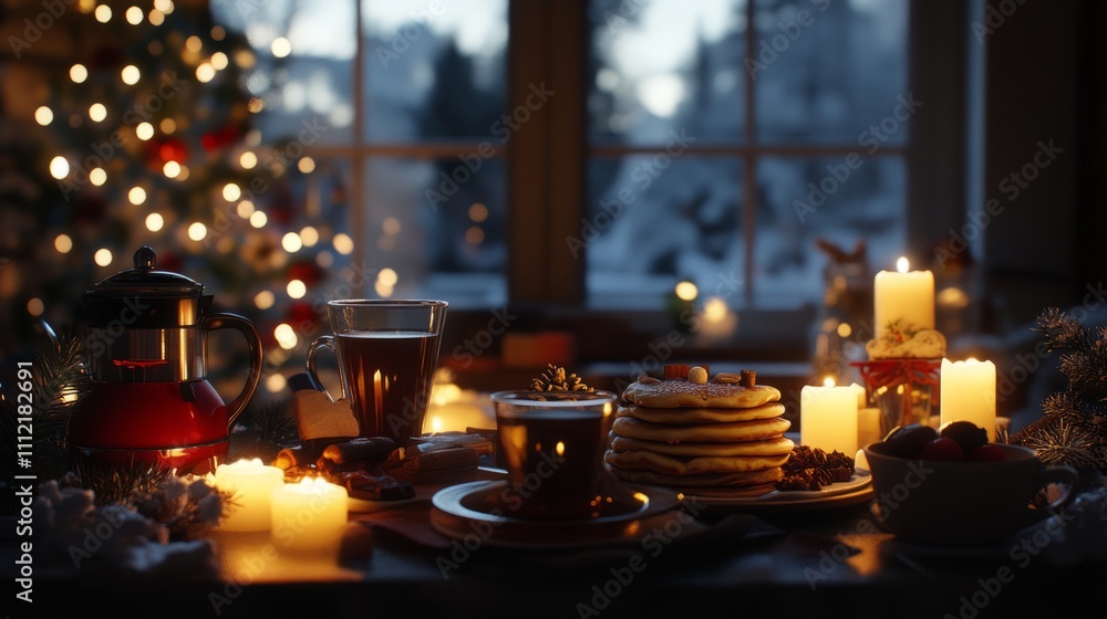 Naklejka premium A cozy den with a lit fireplace wooden wall