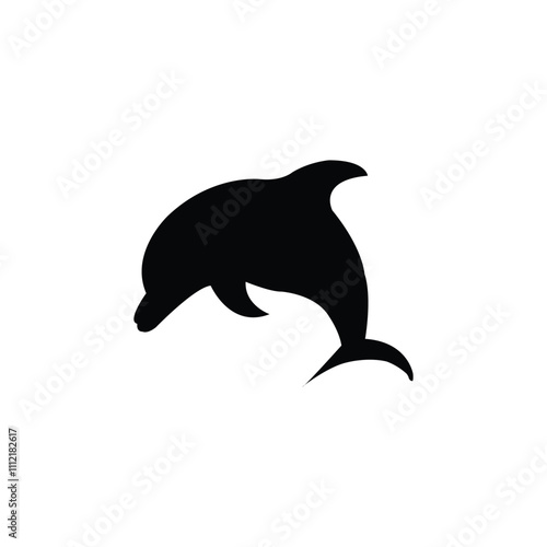 Dolphin silhouette, marine mammal. Bottlenose dolphin vector image for a logo or sign.