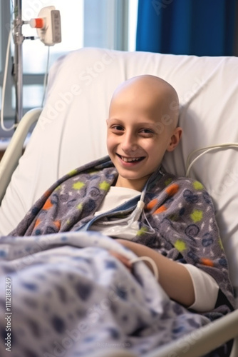 Cheerful child cancer patients Generative AI