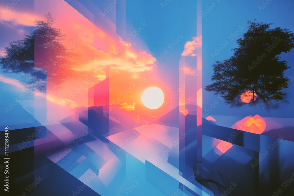 a digital painting of a sunset a digital painting of a sunset