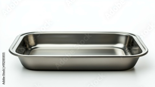 Metal baking dish isolated on white background