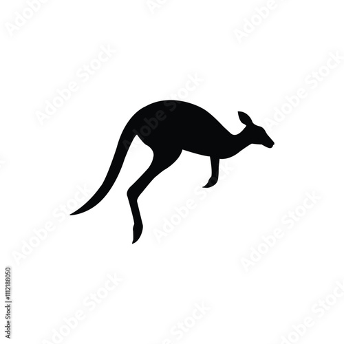 Kangaroo silhouette icon. Silhouette of a kangroo on white background.
