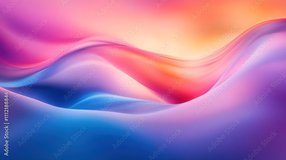 Obraz premium Abstract sand dunes with smooth gradients under a colorful sunset sky