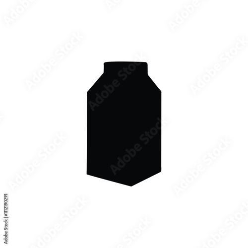 Milk box silhouette isolated on white background. Vector illustration of a milk box.