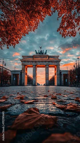 Brandenburg Gate or Brandenburger Tor at sunset, Berlin, Germany