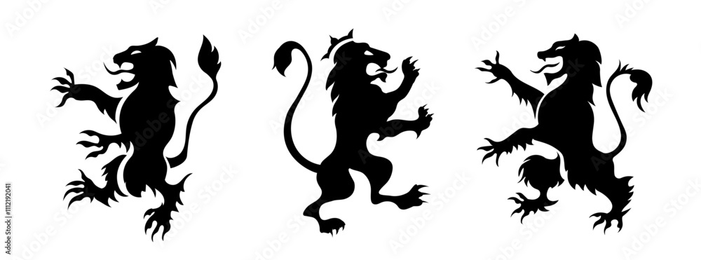 A black heraldic lion icon in a vector style, symbolizing Scottish royalty, medieval tradition, and noble pride, ideal for tattoos and emblems. A black heraldic lion icon in a vector style, symbolizing Scottish royalty, medieval tradition, and noble pride, ideal for tattoos and emblems.