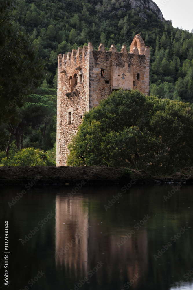 an ancient castle on the background of a forest an ancient castle on the background of a forest