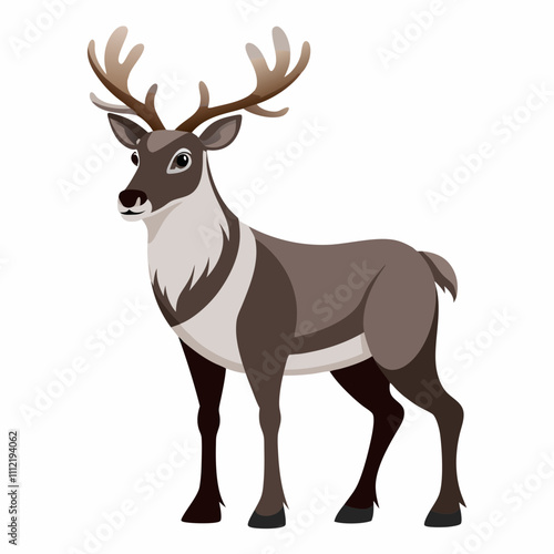 Caribou Vector Art on White Background