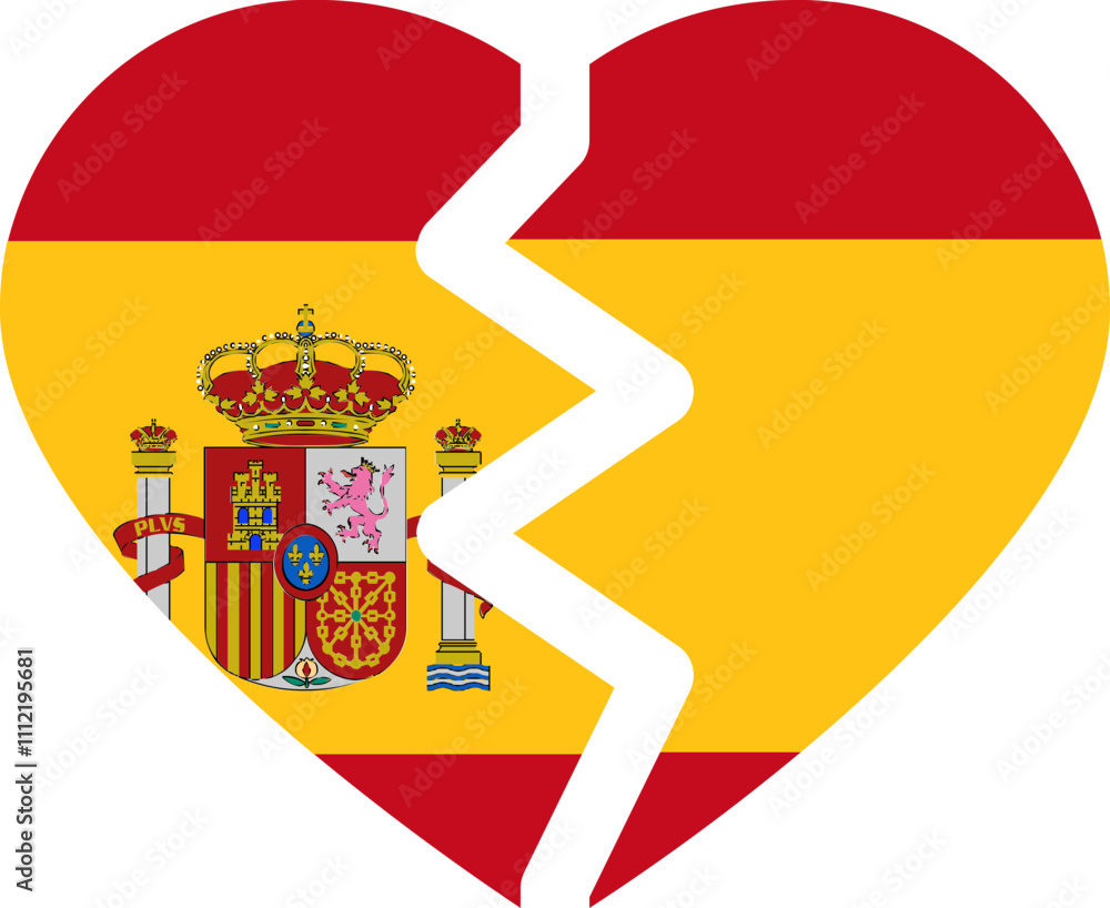 Obraz premium Broken Heart Icon of Spain Flag