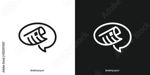 Creative Brain Paper Logo. Human Brain and Papernews Icon Graphic. Brain Document Logo Design Template.
