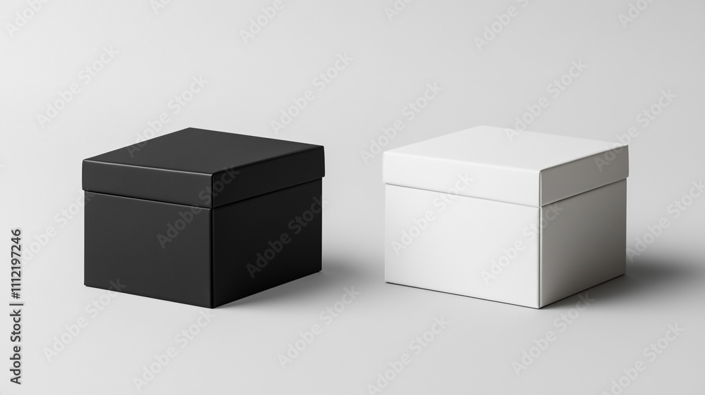 Black and white blank packaging box mockup template isolated on a white background Black and white blank packaging box mockup template isolated on a white background