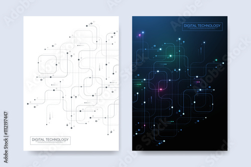Abstract digital technology cover template design for a report and brochure, flyer, leaflets, poster, header, banner, website, presentation. Vector illustration