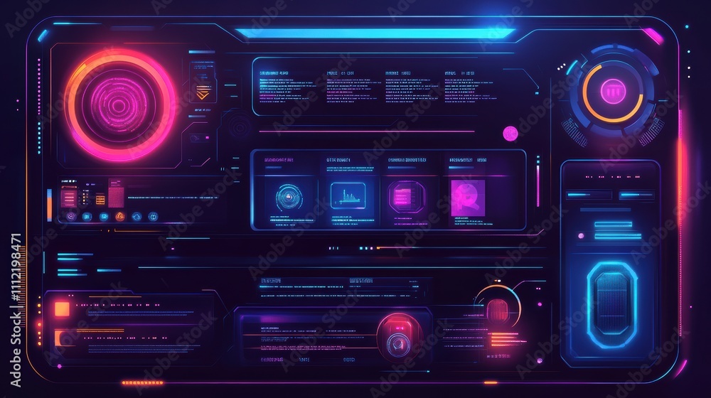 Fototapeta premium Cyberpunk ai chatbot interface with neon lighting and circuitry designs