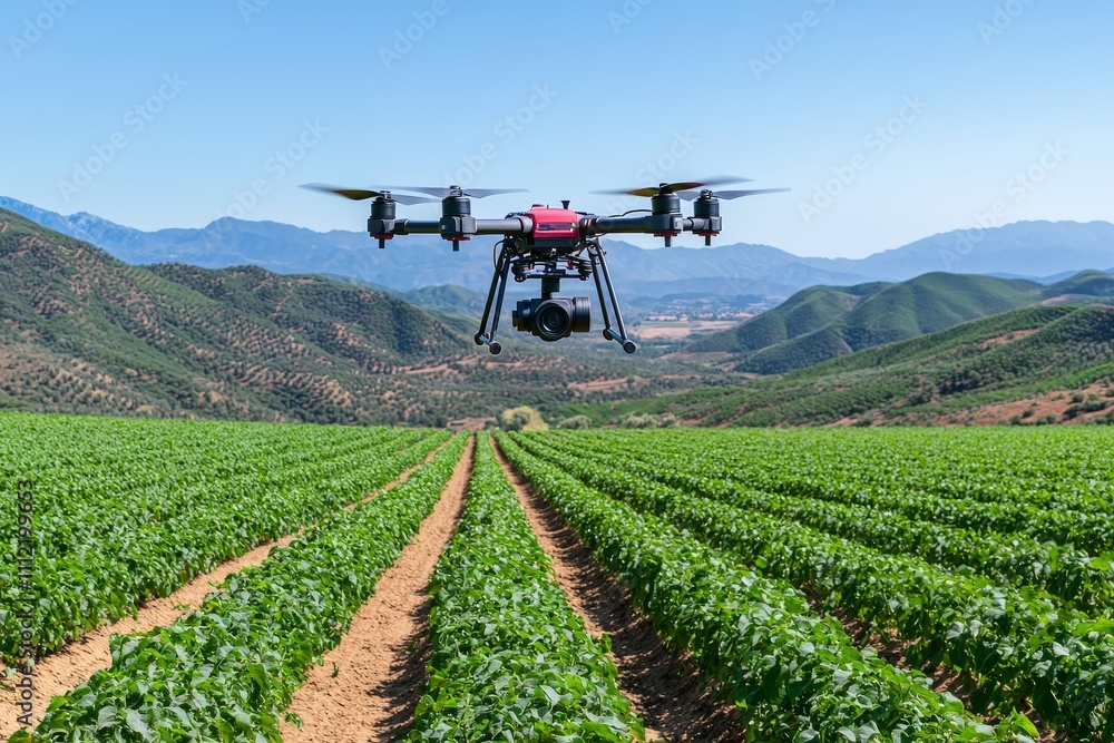 The smart farm concept in agricultural technology involves farmer technicians remotely operating agricultural drones to spray fertilizer in fields. The smart farm concept in agricultural technology involves farmer technicians remotely operating agricultural drones to spray fertilizer in fields.