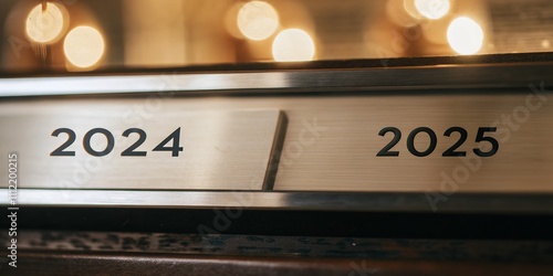 A close-up of a metal plate displaying the years 