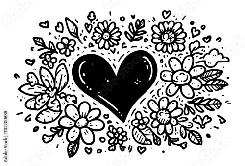 heart and flowers vector love valentine's day, lovely valentine valentines celebration wedding design